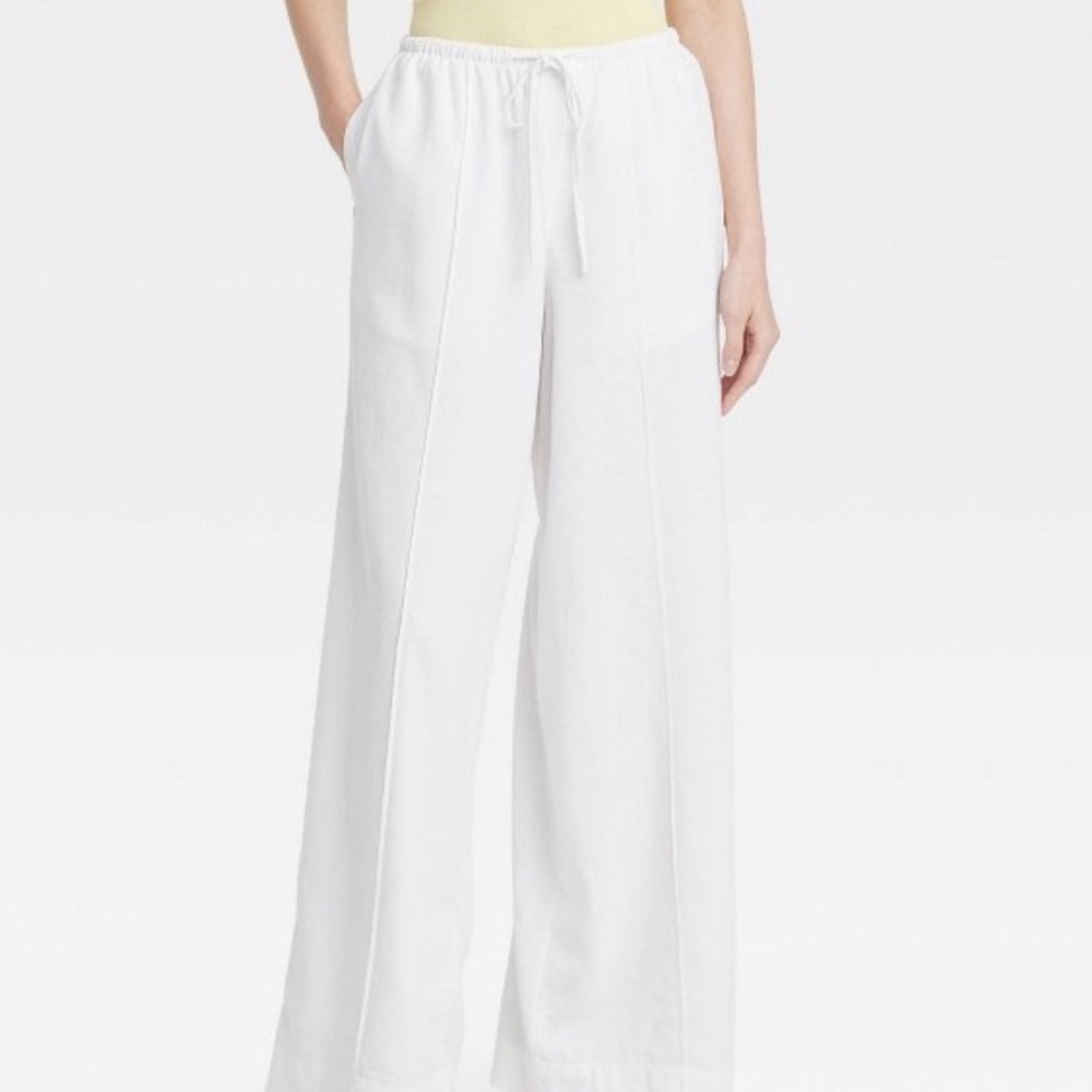 A new day white linen wide leg pants